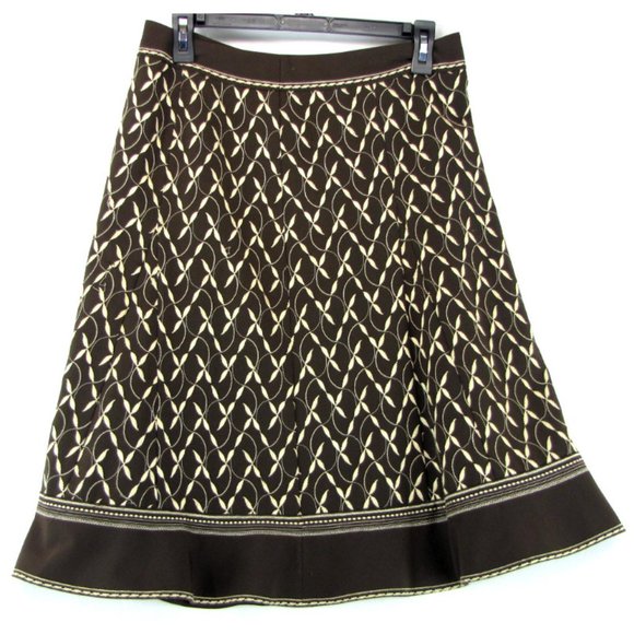 SALE! Floral Brown Midi Knee Skirt - Picture 1 of 2